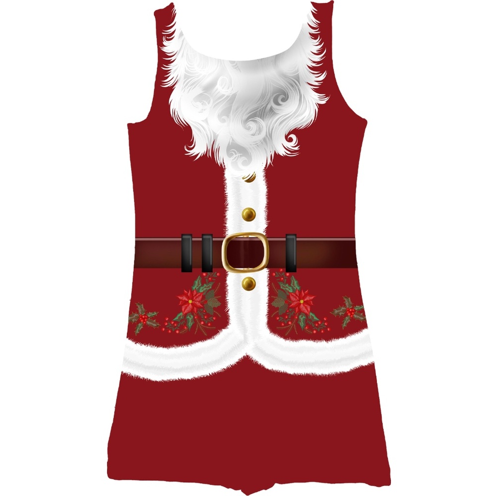 Mt. Logan Red White Santa Claus Stretchy Low Back Girls Dance Unitard